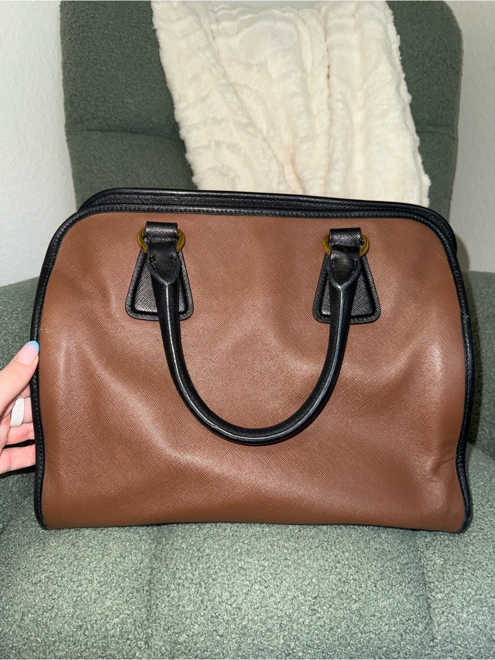Prada Brown Saffiano Medium Galleria Double Zip Tote - Picture 2 of 8